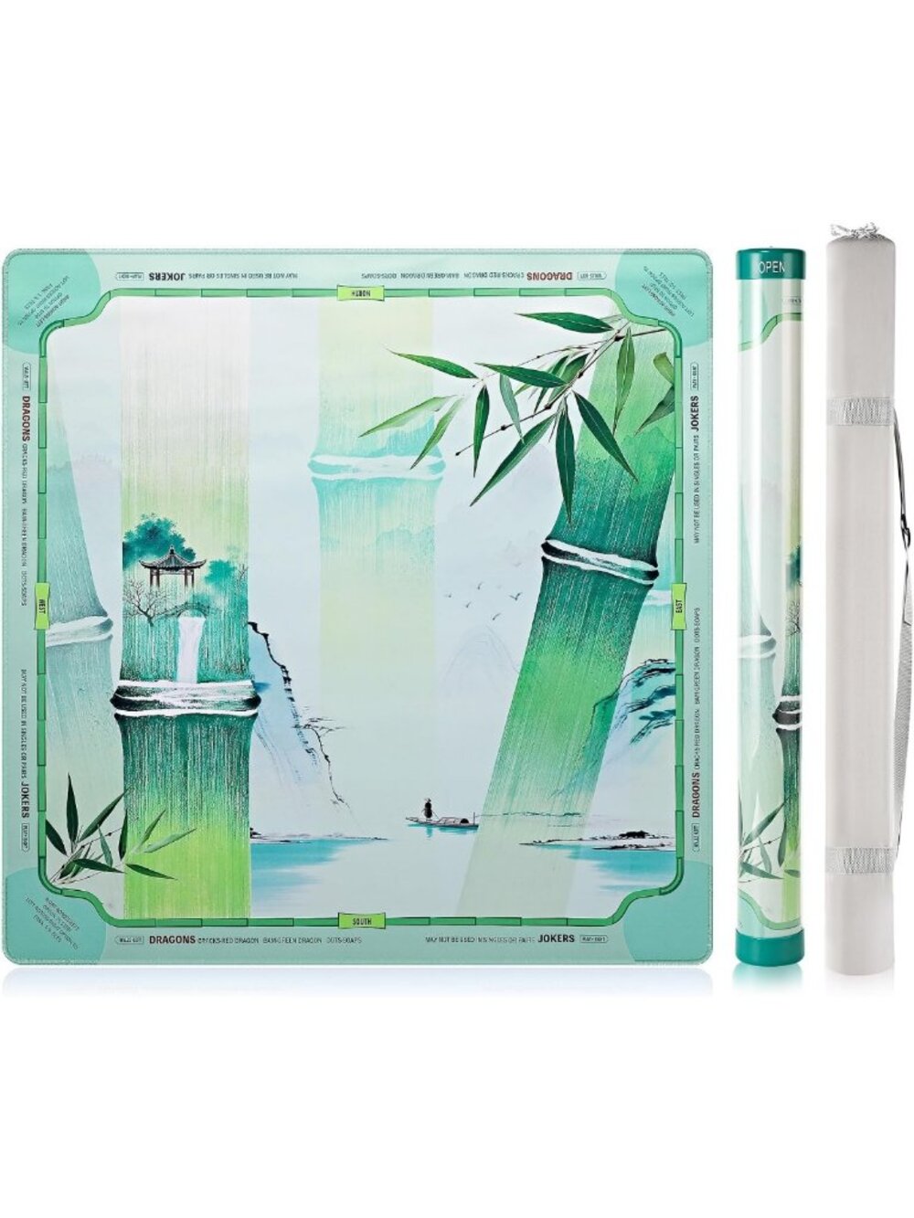 Large 33x33 Inch Mahjong Mat with Storage Tube - Durable 3mm Thickness